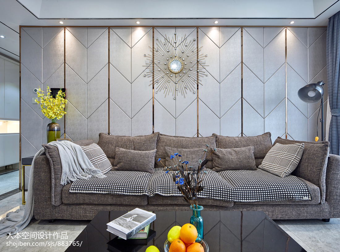 奢华现代三居客厅沙发背景设计图