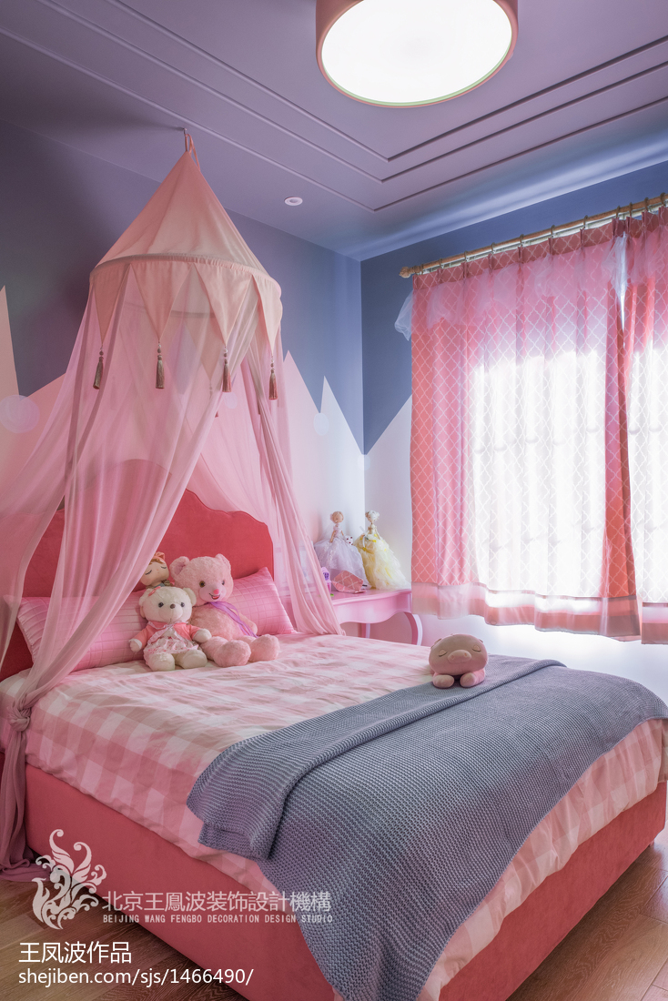 别墅粉红色儿童房设计图