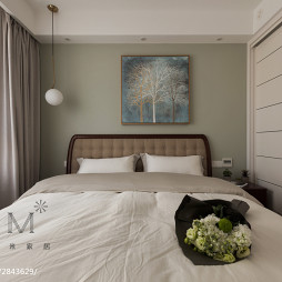 现代三居灰色系卧室设计实景图片