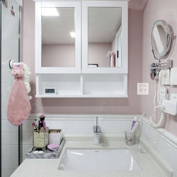32㎡粉色北欧风卫浴洗手台设计图