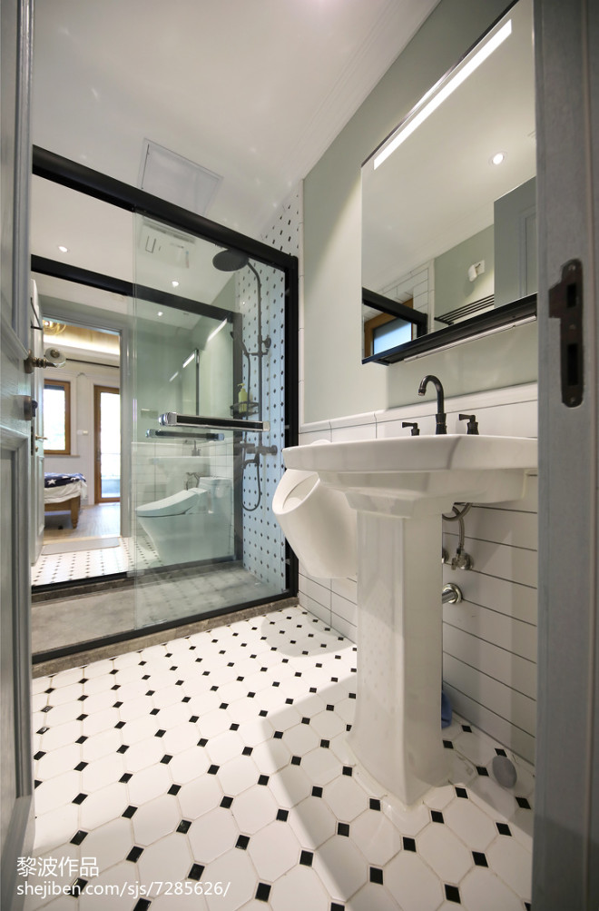 美式别墅卫浴洗手台设计