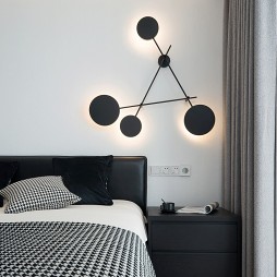 黑白极简卧室壁灯设计
