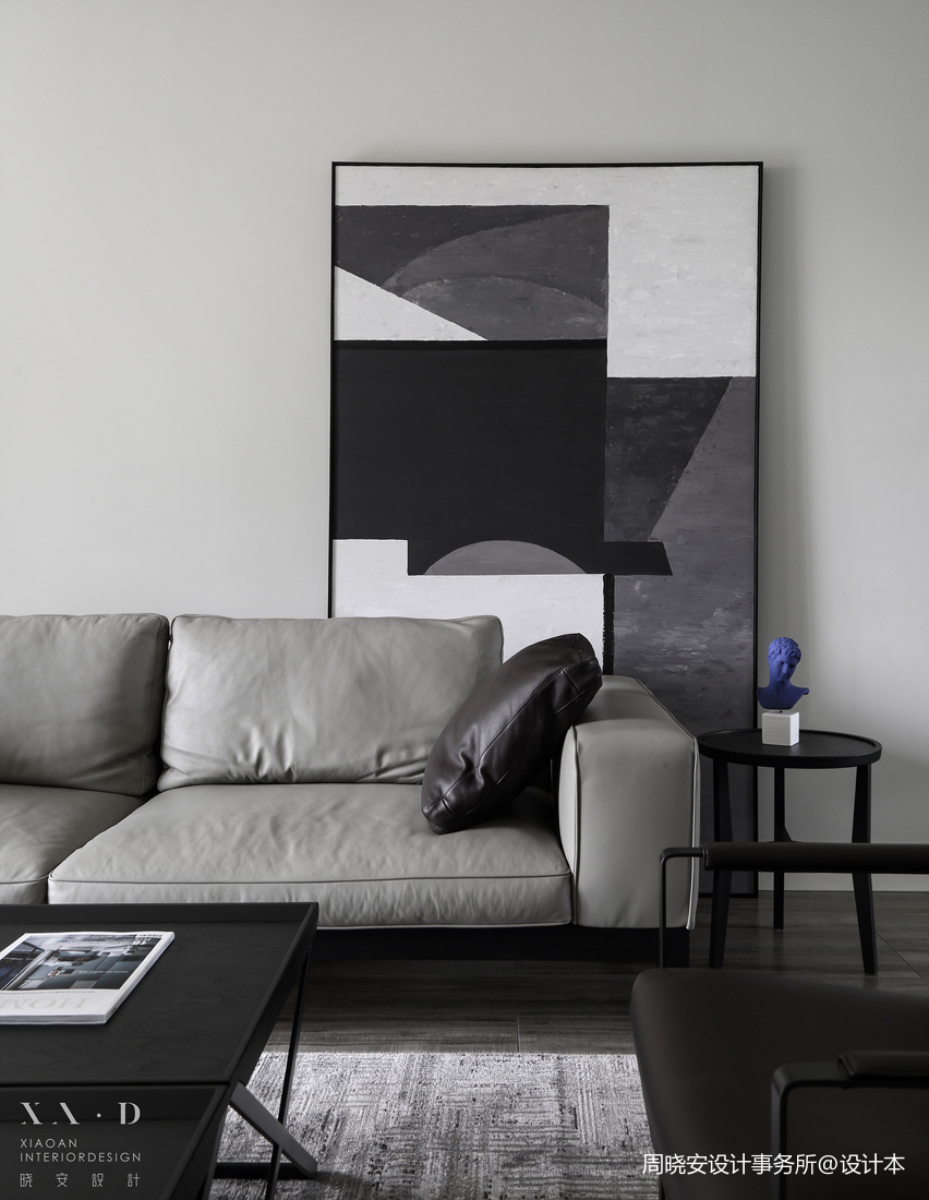 黑白灰美式客厅装饰画设计图
