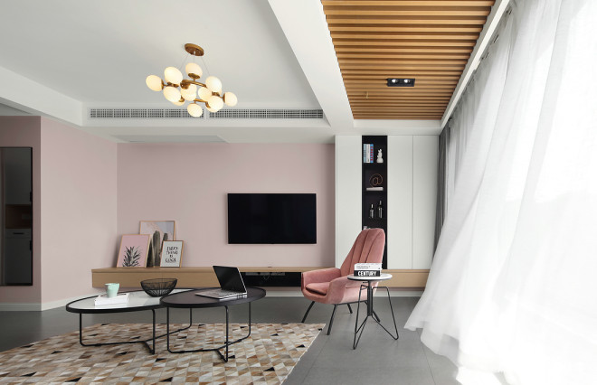 现代粉色系客厅设计图