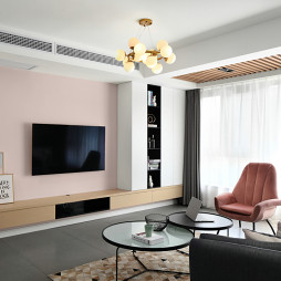 现代粉色系客厅背景墙设计图