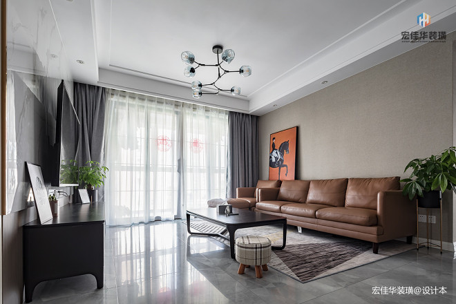 优雅宁静的现代风三居室客厅设计美图