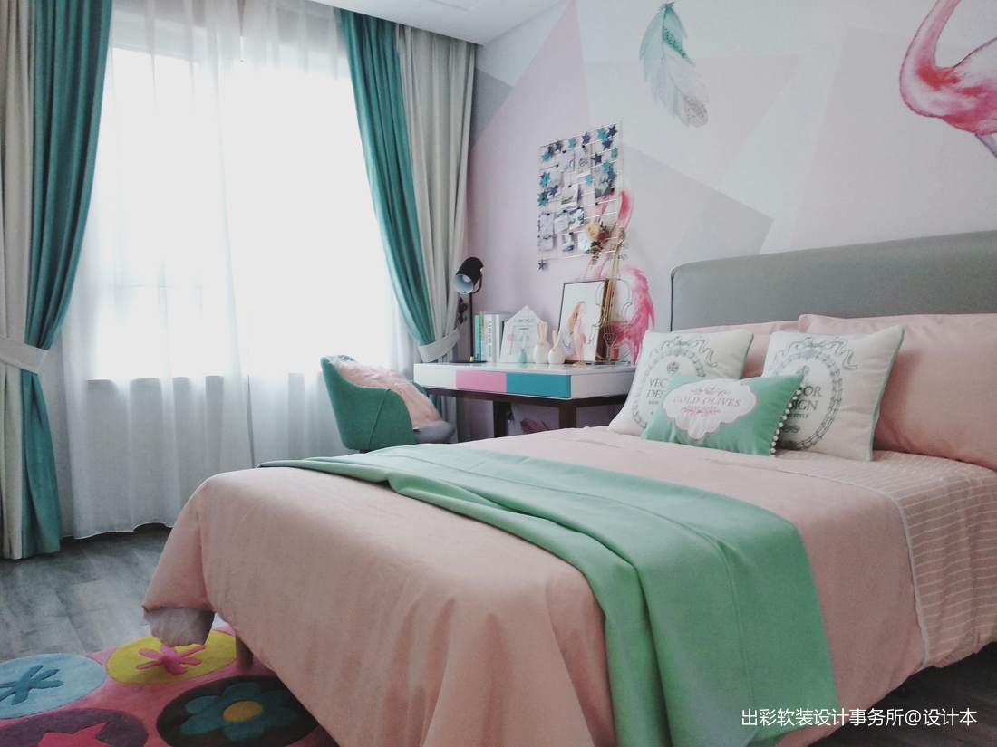 粉色北欧风格儿童房设计