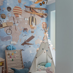 浅蓝系美式儿童房设计图