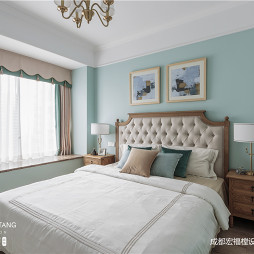 浅蓝系美式主卧室设计图片