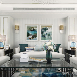 蒂芙尼+金色客厅背景画图片