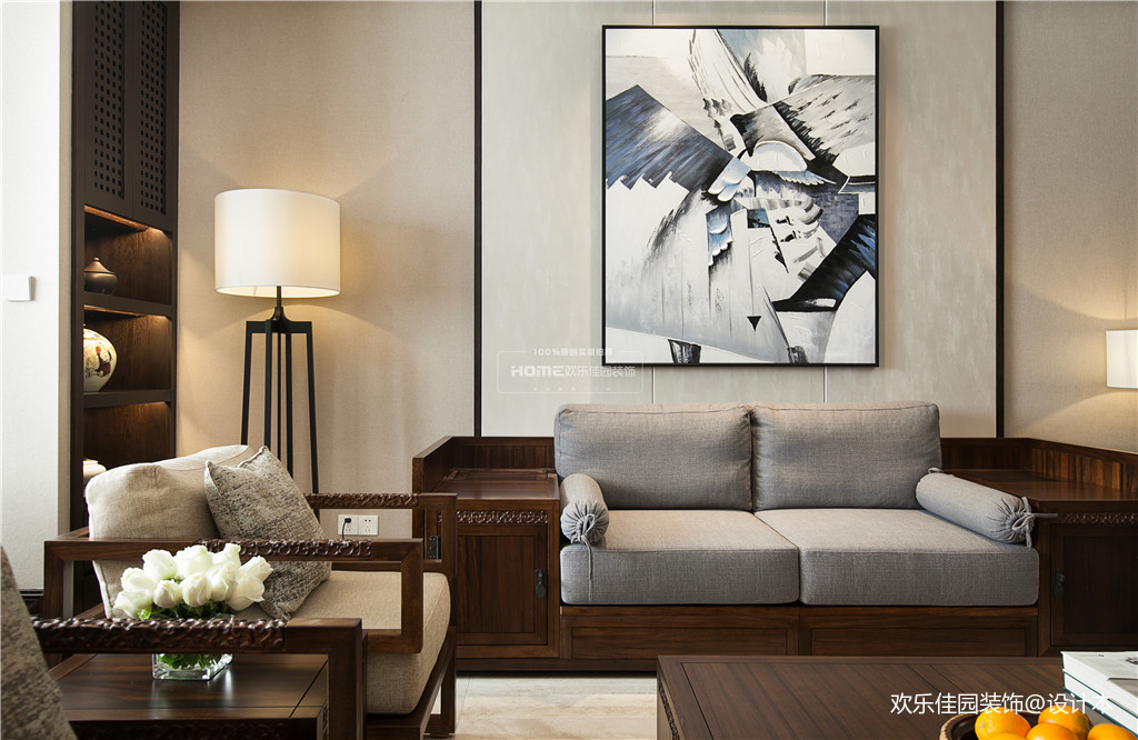 中式四居客厅装饰画图片