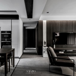140m²|现代黑白灰客厅实景图