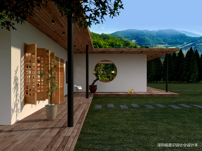 新中式风格民宿院子设计-叶平设计作品