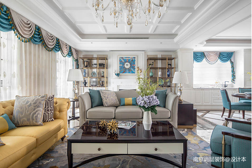 西溪明珠600平美式风格——客厅图片