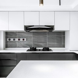 紧凑型两居的黑白艺术交响曲——厨房图片