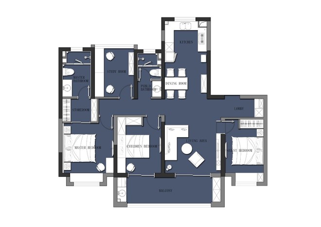 开物设计—有“蓝色块”的家_1586
