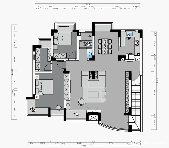 240平米四居室户型图