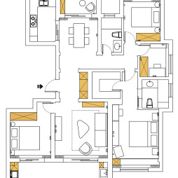 140平米三居室户型图