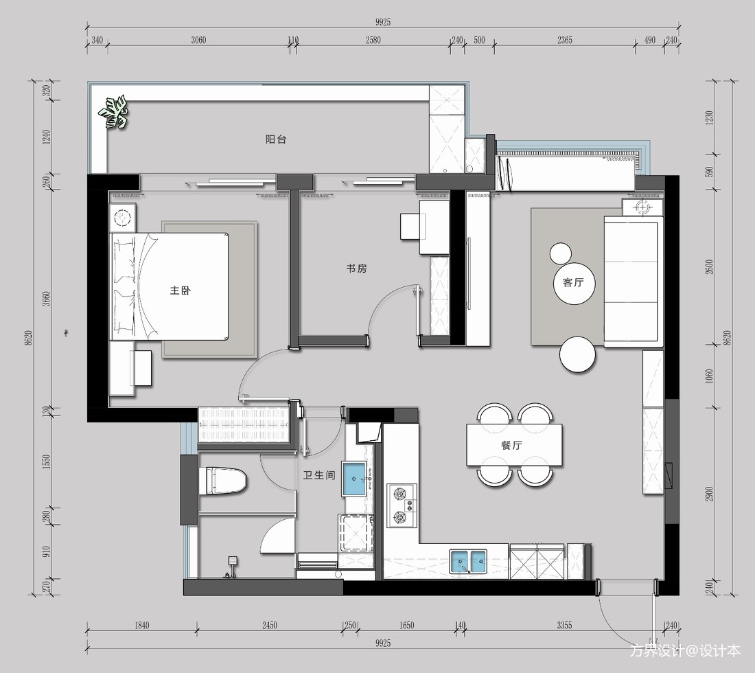 日式28平米二居室户型图