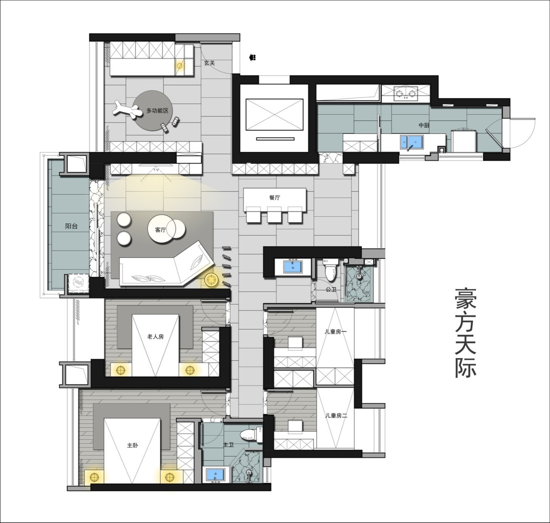 240平米四居室户型图 – 设计本装修效果图