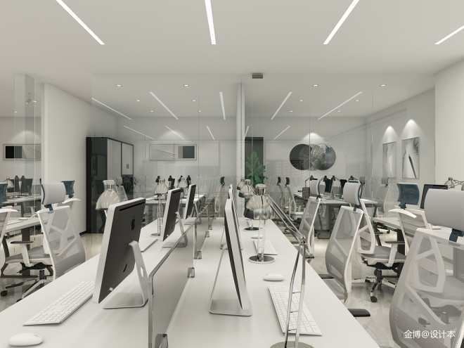 臻宝寓设计丨黑与白，组成简洁办公空间