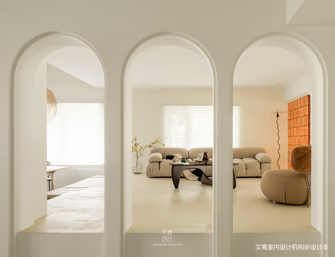130㎡空间里的圆拱门，让家更添复古时尚气息装修效果图_得意家居装修图库_得意家居网