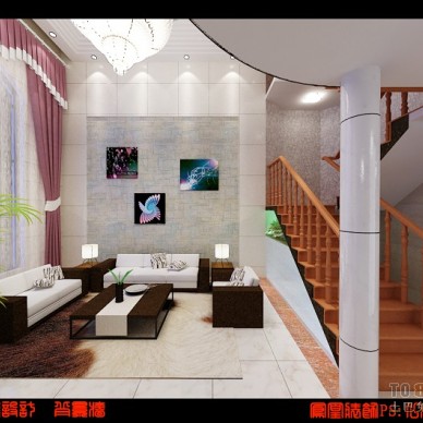 别墅客厅现代风沙发背景墙装修效果图