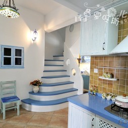 2017地中海风格开放式家居厨房白色橱柜装修效果图欣赏