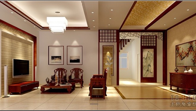 别墅中式客厅