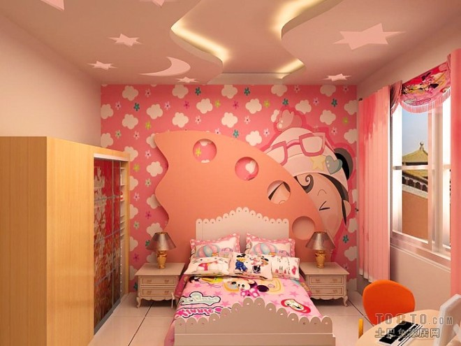 粉色墙画彩绘