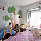 混搭风格宜家时尚儿童房手绘壁画装修效果图片