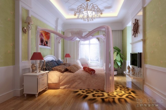 欧式浪漫个性女孩子的卧室效果图