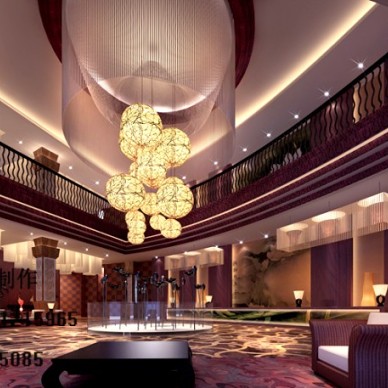 东南亚风格酒店设计大堂全景图
