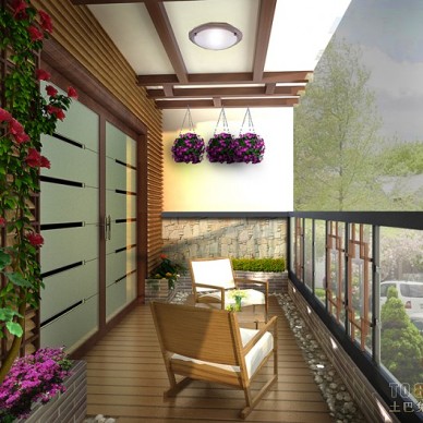 中式现代露天阳台装修效果图大全2012图片