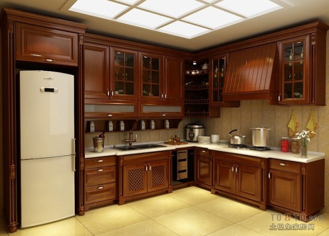 混搭厨房纯实木橱柜装修设计效果图