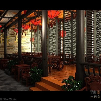 中式餐厅大厅局部