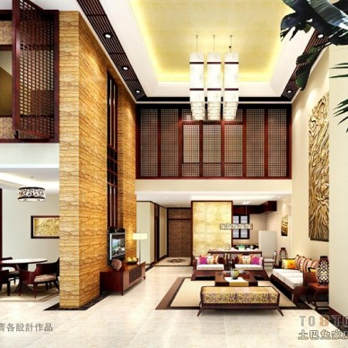 东南亚风格酒店设计全景效果图