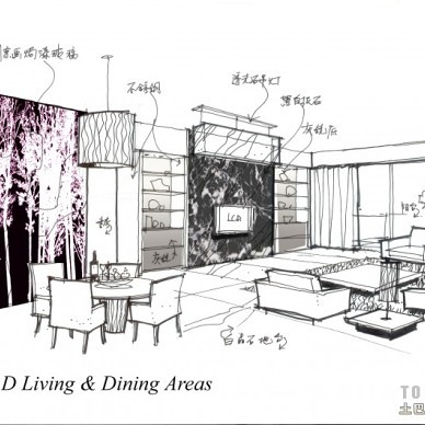 Unit D living dining areas