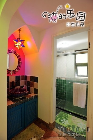 混搭风格三居室家居干湿分离卫生间装修效果图片