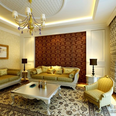 欧式风格客厅品牌布艺沙发效果图