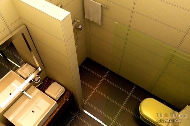 现代卫生间淋浴房防滑仿古瓷砖装修设计