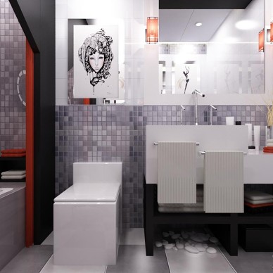 中式卫浴经典瓷砖装修设计效果图