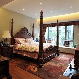 2017美式风格简单家居老人房卧室飘窗装修效果图片