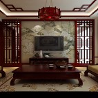 梅花高洁的品质修饰着电视背景墙，让中式古典的客厅更具深蕴的文化气