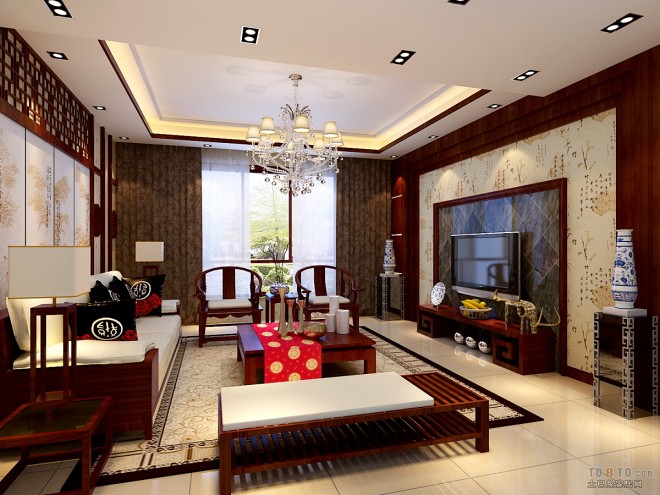 中式现代装饰的客厅总是给人一种文化古