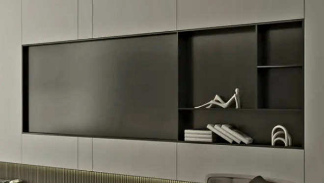 金属柜不锈钢客厅开放格电视壁龛背光展示柜